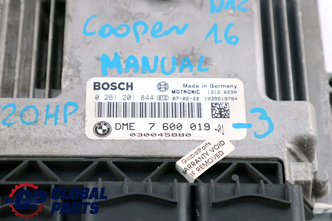 BMW Mini Cooper R55 R56 N12 1.6 120 KM Zestaw ECU DME CAS3 Klucz - SKU 7600019-3 - Numer Części 7600019