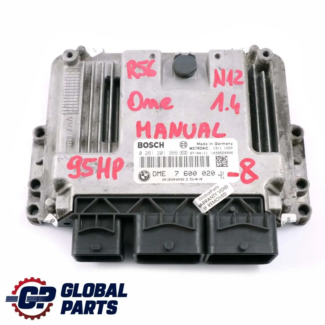 Mini One R56 N12 1.4 95HP ECU Kit DME + CAS 3 + 2 Keys Manual - SKU 7600020-8 - Part number 7600020