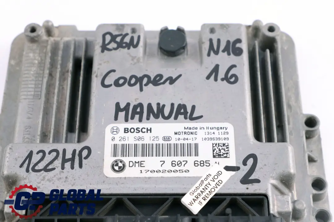 Mini Cooper R56 LCI N16 1.6 Petrol Engine ECU Kit DME + CAS 3 + Key - SKU 7607685-2 - Part number 7607685
