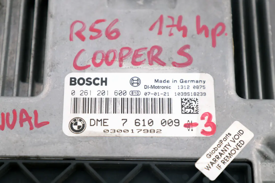 Mini Cooper S R56 N14 1.6 174HP Steuergerät DME CAS3 + Schlüssel - SKU 7610009-3 - Teilenummer 7610009