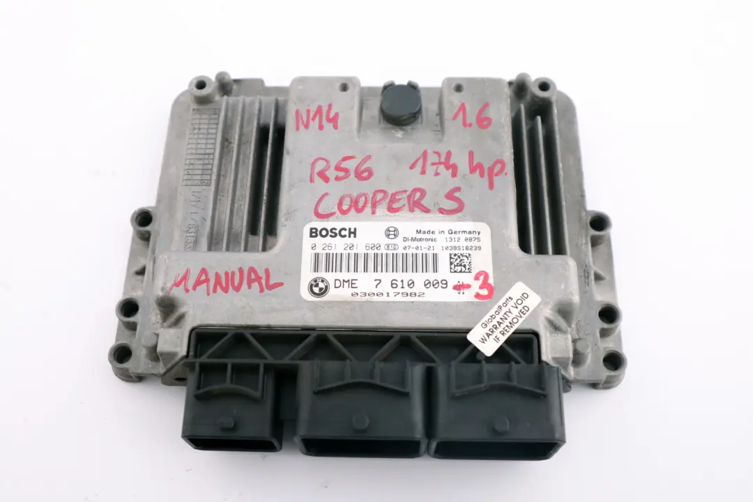 174HP Kit ECU DME CAS 3 Chiave Manuale per Mini Cooper S R56 N14 1.6 con numero di parte 7610009 Mini Cooper S R56 N14 1.6 174HP Kit ECU DME CAS 3 Chiave Manuale - SKU 7610009-3 - Numero di parte 7610009