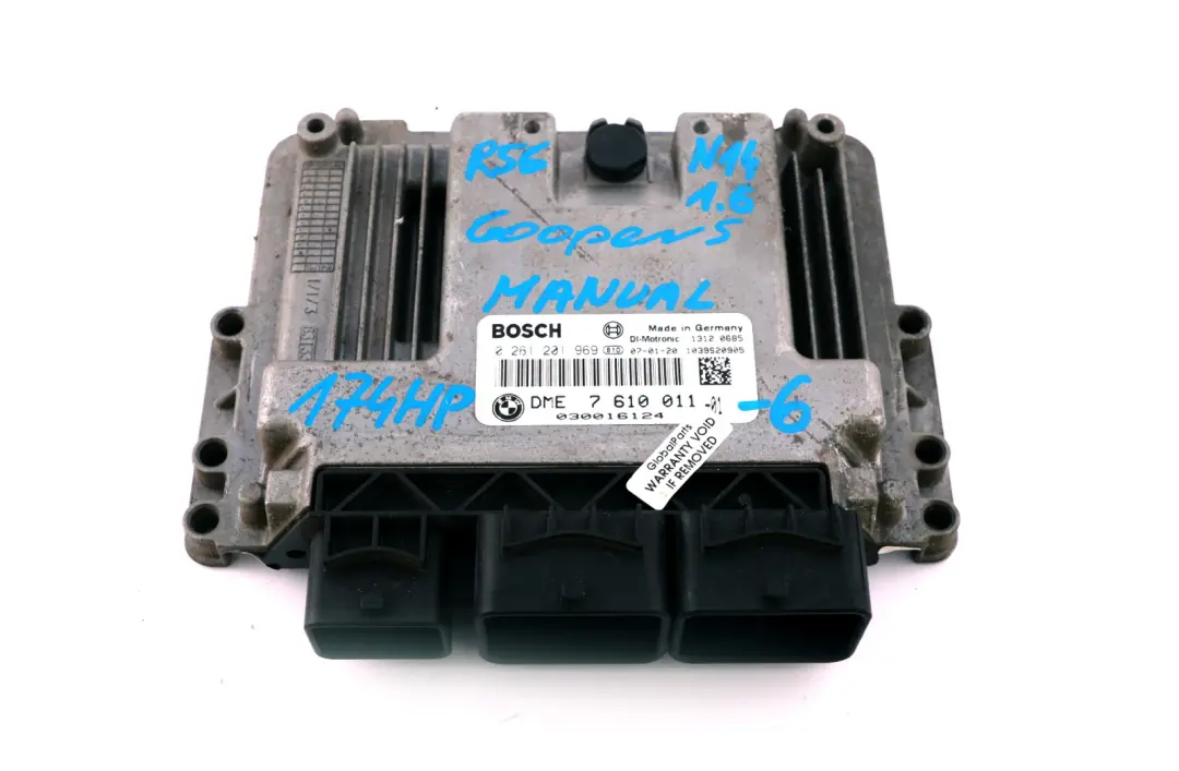 Mini Cooper S R55 R56 N14 1.6 174HP ECU Kit DME CAS3 + 2 Keys Manual - SKU 7610011-6 - Part number 7610011
