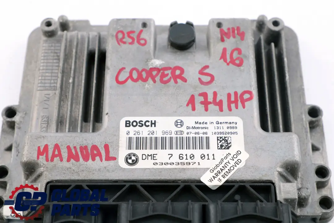 Mini Cooper S R55 R56 R57 N14 1.6 ECU Kit DME CAS 3 Clé Manuel - SKU 7610011 - Numéro de pièce 7610011