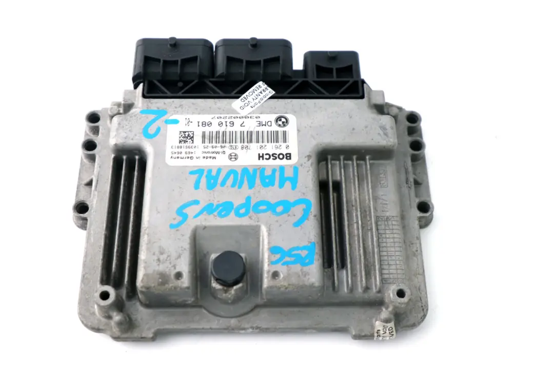 BMW Mini Cooper S R55 R56 R57 N14 1.6 ECU Basic Control Unit DME Manual - SKU 7610081-2 - Part number 7610081
