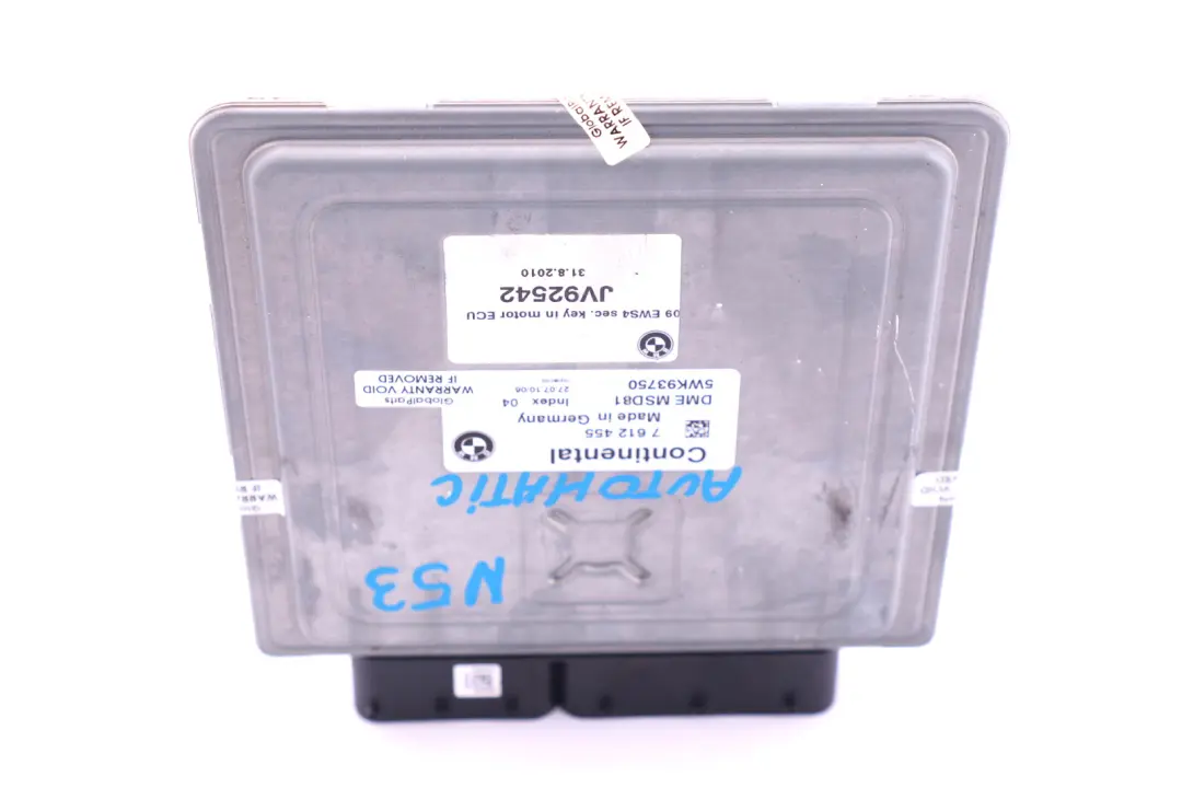 DME Petrol N53 Engine Control Unit ECU Automatic to BMW 3 5 Series E60 E90 with Part number 7612455 BMW 3 5 Series E60 E90 DME Petrol N53 Engine Control Unit ECU Automatic - SKU 7612455 - Part number 7612455