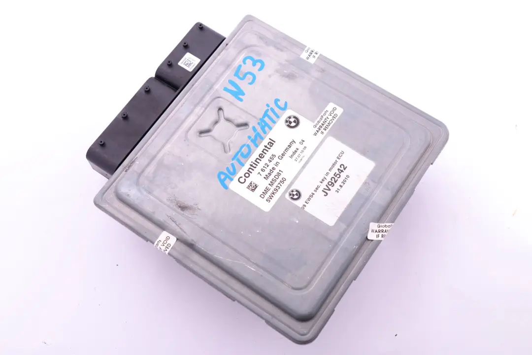 DME Petrol N53 Engine Control Unit ECU Automatic to BMW 3 5 Series E60 E90 with Part number 7612455 BMW 3 5 Series E60 E90 DME Petrol N53 Engine Control Unit ECU Automatic - SKU 7612455 - Part number 7612455