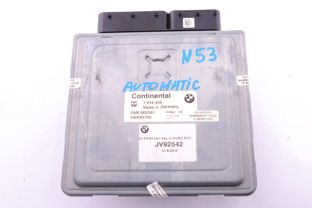 DME Benzinmotorsteuergerät ECU Automatic für BMW 3 5 er E60 E90 E91 mit Teilenummer 7612455 BMW 3 5 er E60 E90 E91 DME Benzinmotorsteuergerät ECU Automatic - SKU 7612455 - Teilenummer 7612455