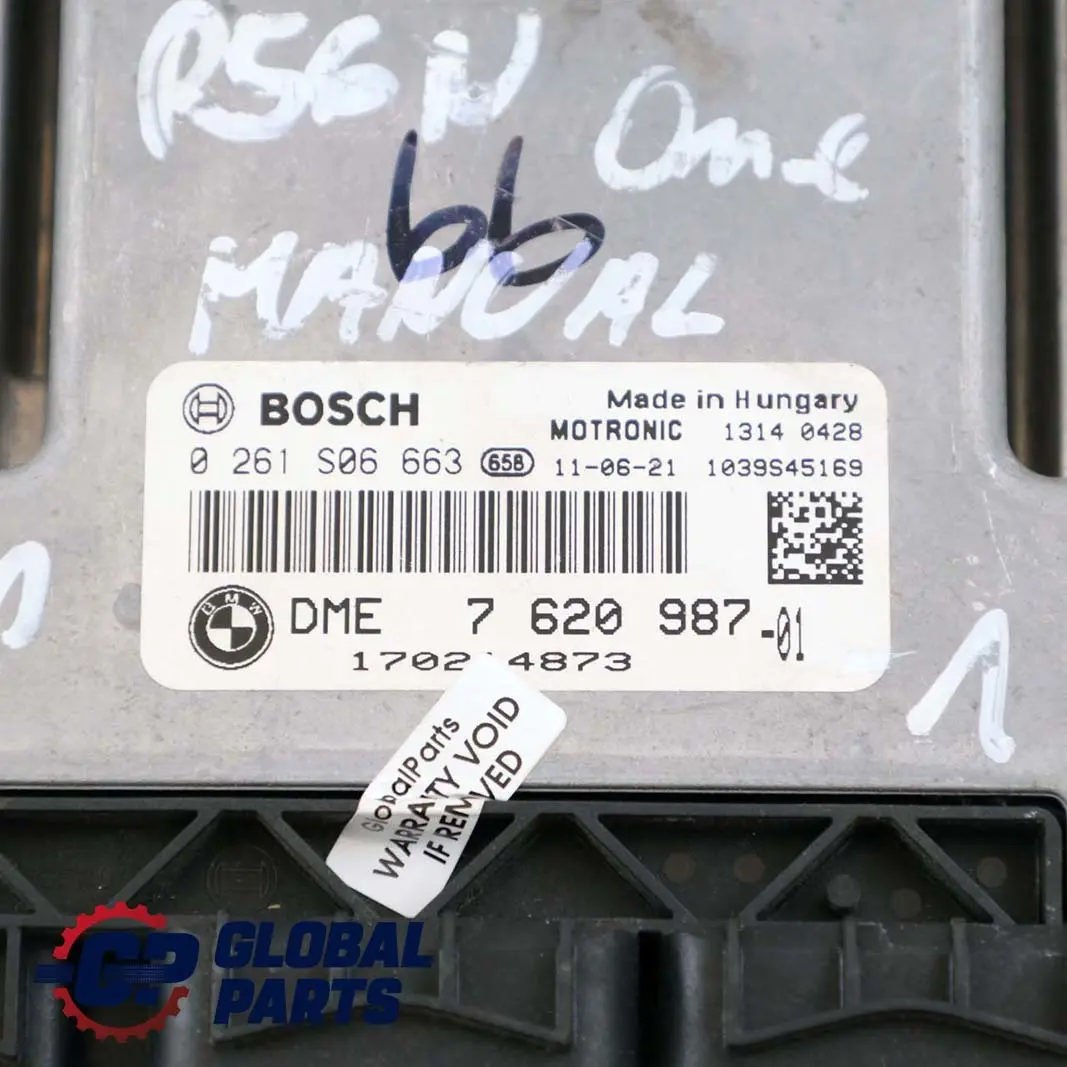 ECU Kit DME Manual to Mini Cooper One R55 R56 LCI R60 Petrol N16 Engine with Part number 7620987 Mini Cooper One R55 R56 LCI R60 Petrol N16 Engine ECU Kit DME Manual - SKU 7620987 - Part number 7620987