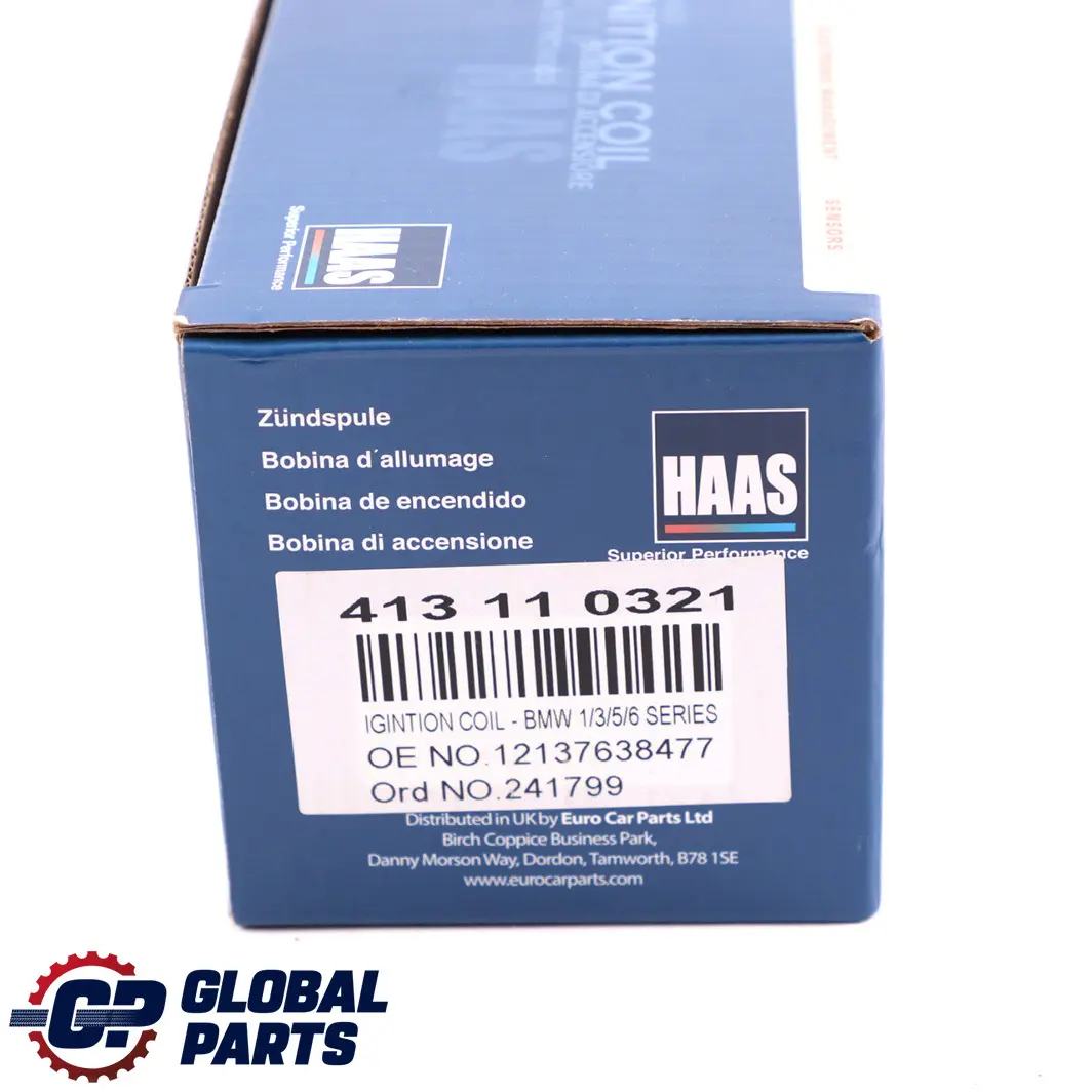 BMW 1 3 5 Series E81 E87N LCI E90 E91 E92 F10 F11 Ignition Coil Haas 413110321 - SKU 7638477-1 - Part number 7638477