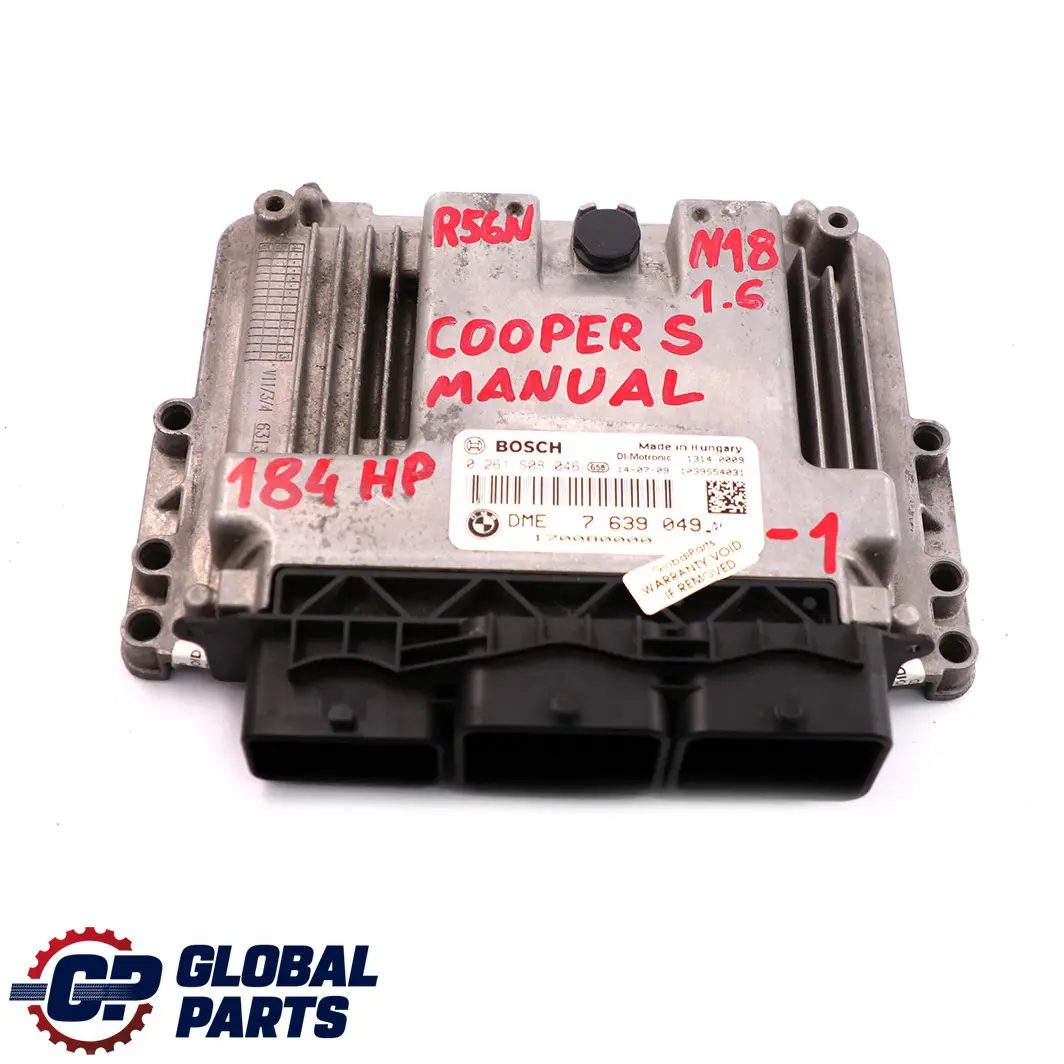 Mini Cooper S R56 LCI N18 1.6 Engine Control Unit ECU Kit DME CAS 3 Key - SKU 7639049-1 - Part number 7639049