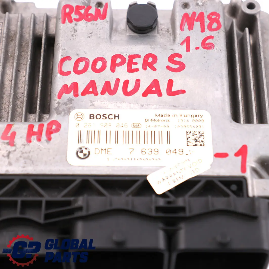 Mini Cooper S R56 LCI N18 1.6 Engine Control Unit ECU Kit DME CAS 3 Key - SKU 7639049-1 - Part number 7639049