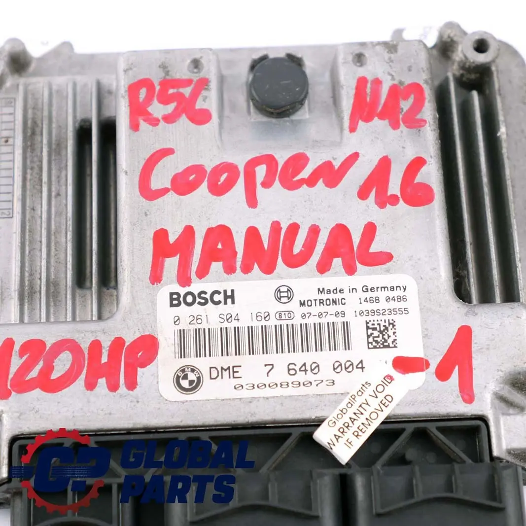 Mini Cooper R55 R56 Petrol N12 1.6 ECU Kit DME CAS3 + Key Manual - SKU 7640004-1 - Part number 7640004