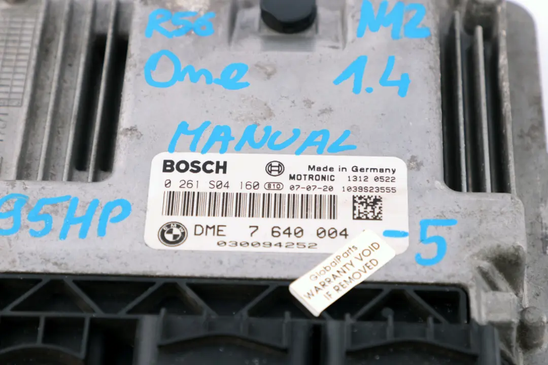 Benzin Grundsteuergerät DME Schlüssel für BMW Mini One R55 R56 N12 1.4 mit Teilenummer 7640004 BMW Mini One R55 R56 N12 1.4 Benzin Grundsteuergerät DME Schlüssel - SKU 7640004-5 - Teilenummer 7640004