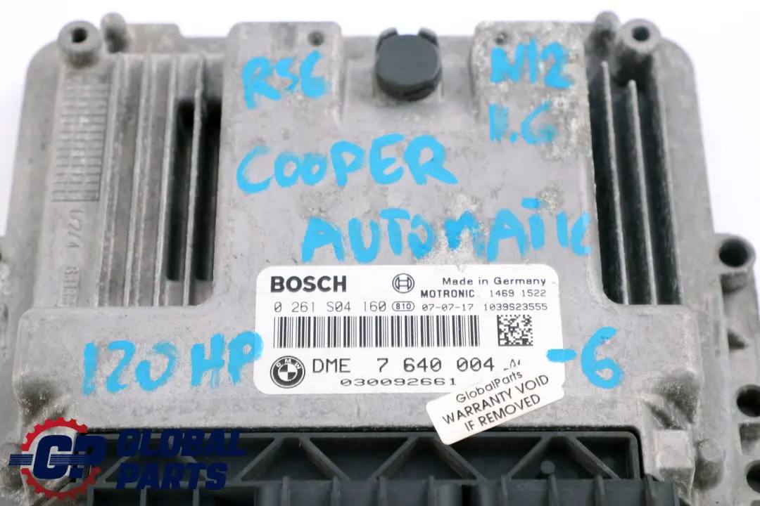 BMW Mini Cooper R55 R56 N12 1.6 Petrol ECU Kit DME CAS3 + Key Automatic - SKU 7640004-6 - Part number 7640004