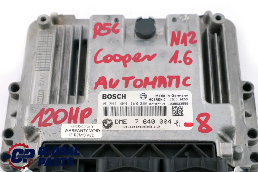 BMW Mini Cooper R55 R56 N12 1.6 120PS Steuergerät DME CAS3 + Schlüssel - SKU 7640004-8 - Teilenummer 7640004