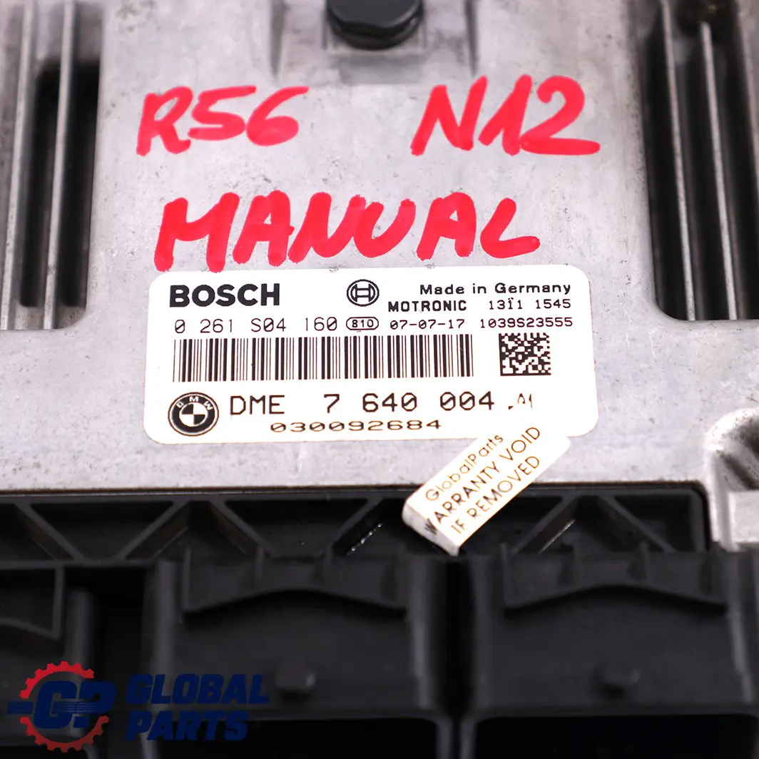 Mini Cooper One R55 R56 Petrol N12 Engine Control Unit DME ECU Manual - SKU 7640004 - Part number 7640004