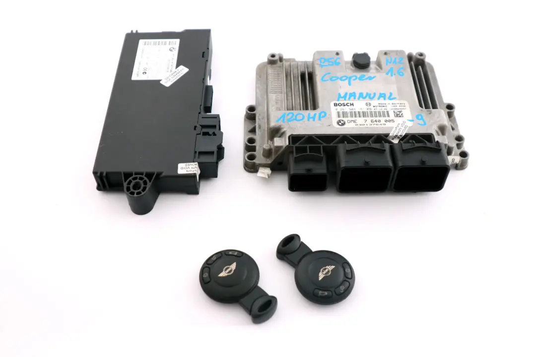 120HP Petrol ECU Kit DME CAS3 Keys Manual to BMW Mini Cooper R56 N12 1.6 with Part number 7640005 BMW Mini Cooper R56 N12 1.6 120HP Petrol ECU Kit DME CAS3 Keys Manual - SKU 7640005-9 - Part number 7640005