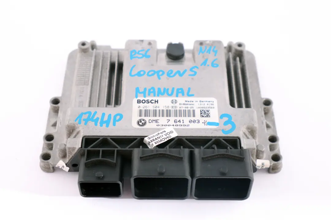 Mini Cooper S R55 R56 R57 N14 1.6 ECU Unité contrôle moteur DME Manuel - SKU 7641003-3 - Numéro de pièce 7641003