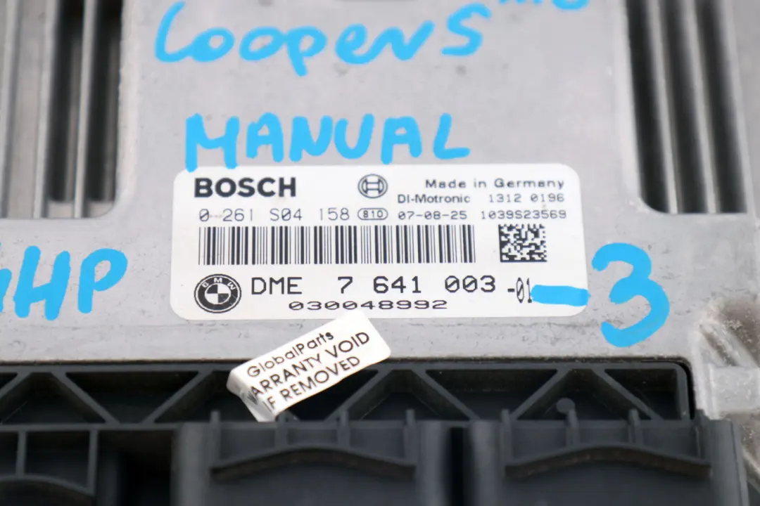 Mini Cooper S R55 R56 R57 N14 1.6 ECU Unité contrôle moteur DME Manuel - SKU 7641003-3 - Numéro de pièce 7641003
