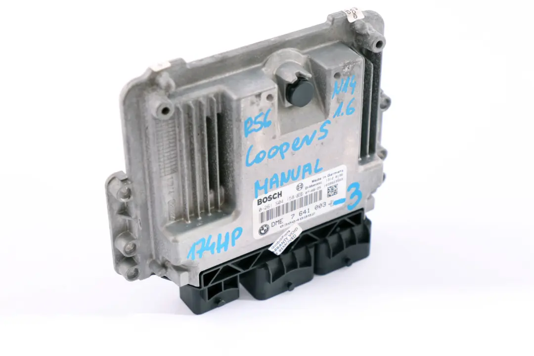 ECU Unité contrôle moteur DME Manuel pour Mini Cooper S R55 R56 R57 N14 1.6 à propos du numéro de pièce 7641003 Mini Cooper S R55 R56 R57 N14 1.6 ECU Unité contrôle moteur DME Manuel - SKU 7641003-3 - Numéro de pièce 7641003