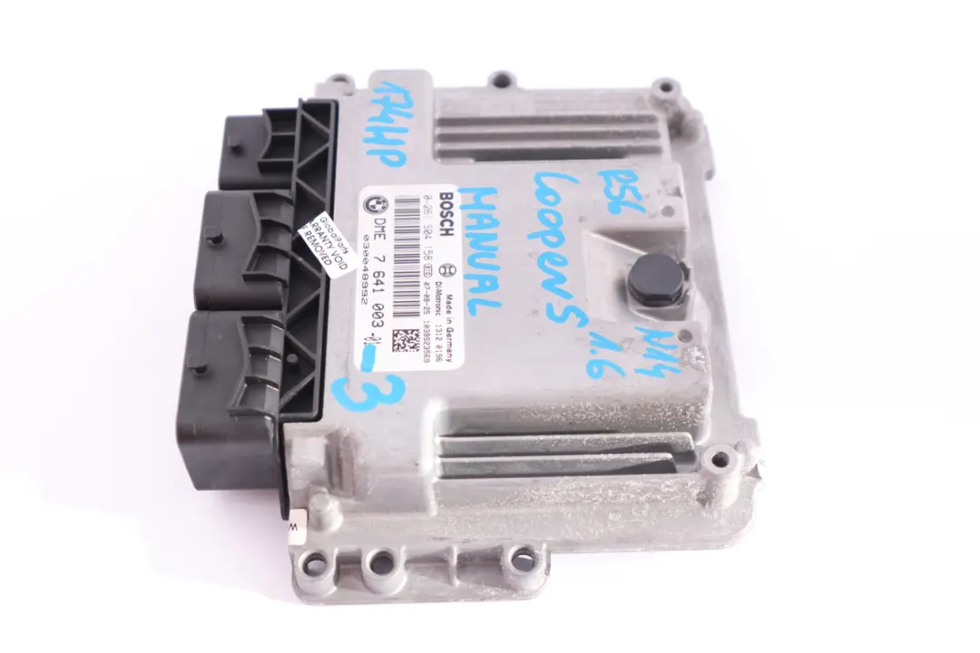 ECU Unité contrôle moteur DME Manuel pour Mini Cooper S R55 R56 R57 N14 1.6 à propos du numéro de pièce 7641003 Mini Cooper S R55 R56 R57 N14 1.6 ECU Unité contrôle moteur DME Manuel - SKU 7641003-3 - Numéro de pièce 7641003