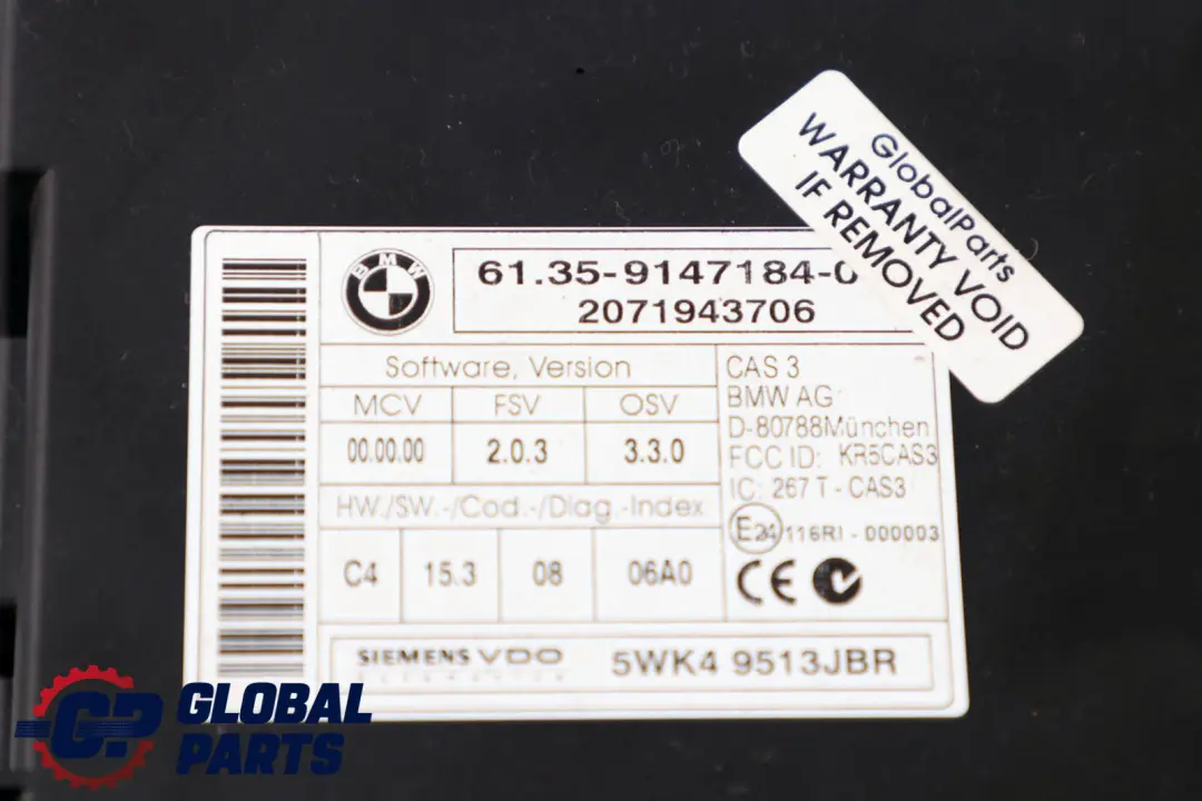 BMW Mini Cooper S R55 R56 N14 1.6 174HP ECU Kit DME + CAS3 + Key Manual - SKU 7641003-5 - Part number 7641003