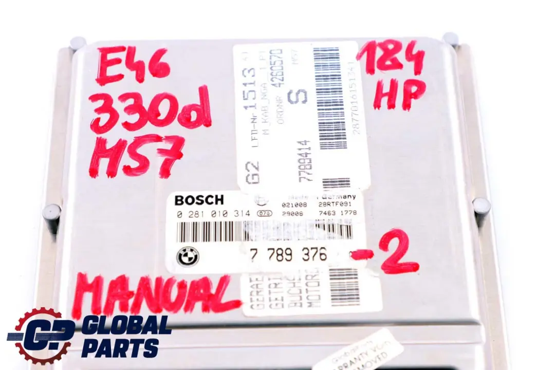 BMW 3 Series E46 330d Diesel M57 184HP ECU Kit DDE EWS3 + Key Manual - SKU 7789376-2 - Part number 7789376