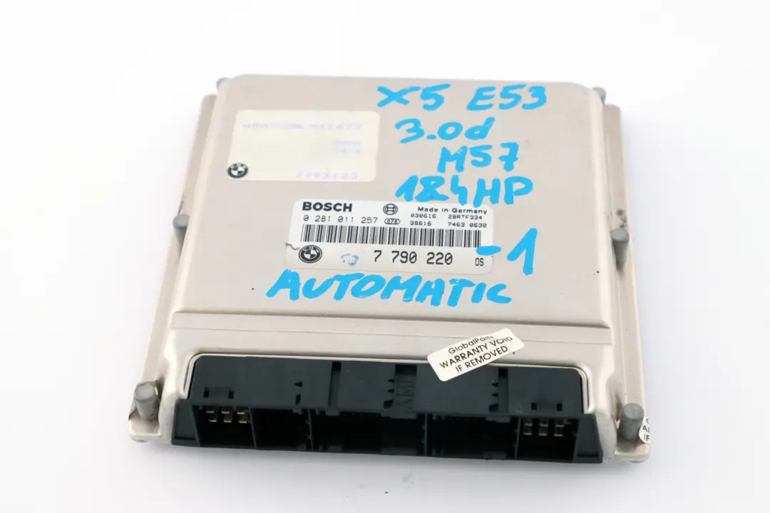 M57 184HP ECU Kit DDE EWS3 Key Automatic to BMW X5 Series E53 3.0d with Part number 7790220 BMW X5 Series E53 3.0d M57 184HP ECU Kit DDE EWS3 Key Automatic - SKU 7790220-1 - Part number 7790220