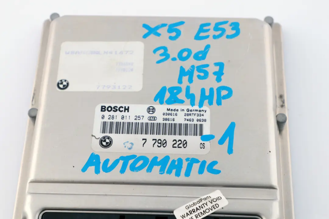 M57 184HP ECU Kit DDE EWS3 Key Automatic to BMW X5 Series E53 3.0d with Part number 7790220 BMW X5 Series E53 3.0d M57 184HP ECU Kit DDE EWS3 Key Automatic - SKU 7790220-1 - Part number 7790220