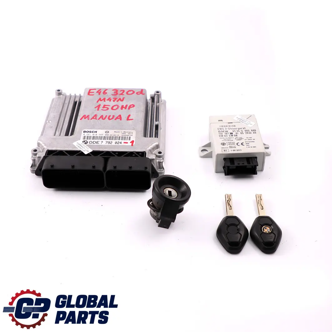 BMW 3 E46 320d Diesel M47N 150PS ECU Steuergerät DDE EWS3 + Schlüssel - SKU 7792024-1 - Teilenummer 7792024