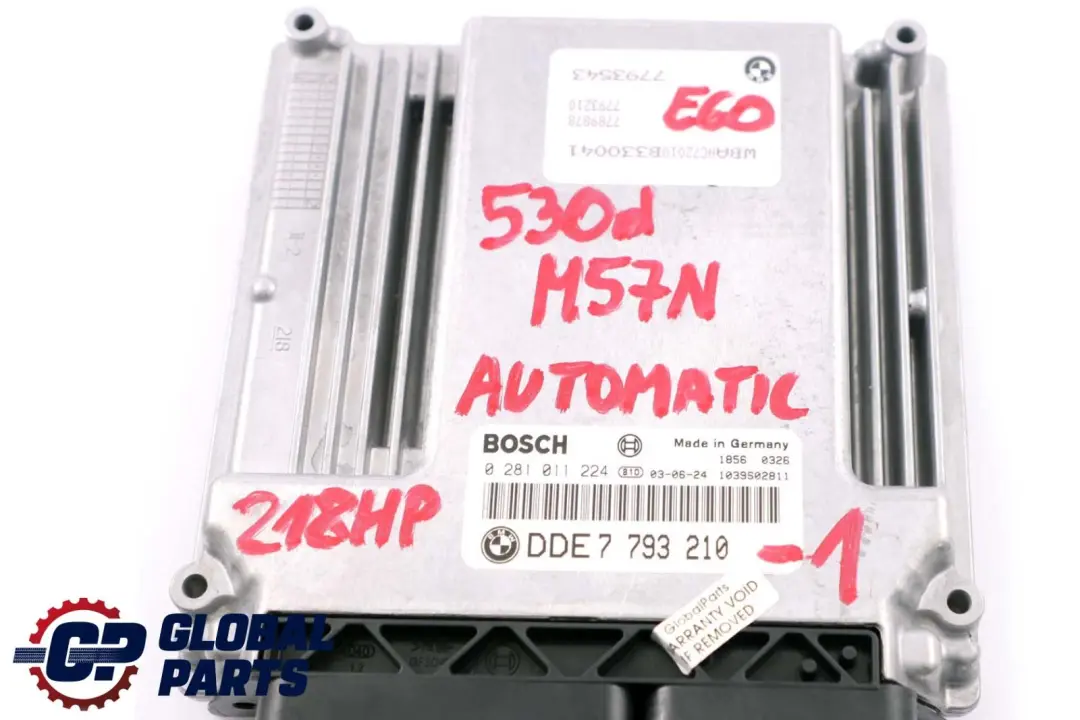 BMW 5 Series E60 E61 530d Diesel M57N 218HP ECU Kit DDE CAS2 Key - SKU 7793210-1 - Part number 7793210
