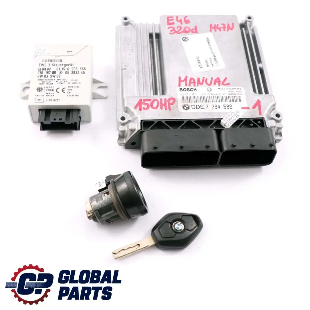 BMW 3 Series E46 320d Diesel M47N 150HP ECU Kit DDE + EWS3 + Key Manual - SKU 7794582-1 - Part number 7794582