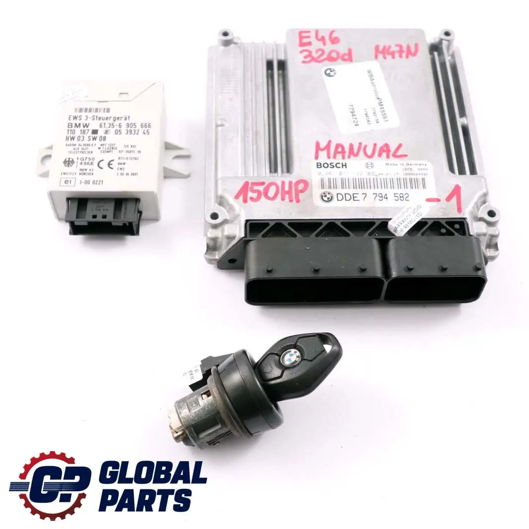 BMW 3 Series E46 320d Diesel M47N 150HP ECU Kit DDE + EWS3 + Key Manual - SKU 7794582-1 - Part number 7794582