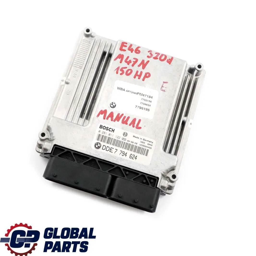 M47N 150PS ECU Steuergerät DDE 7794582 Schaltgetrieb für BMW E46 320d Diesel Motor mit Teilenummer 7794624 BMW E46 320d Diesel Motor M47N 150PS ECU Steuergerät DDE 7794582 Schaltgetrieb - SKU 7794624 - Teilenummer 7794624
