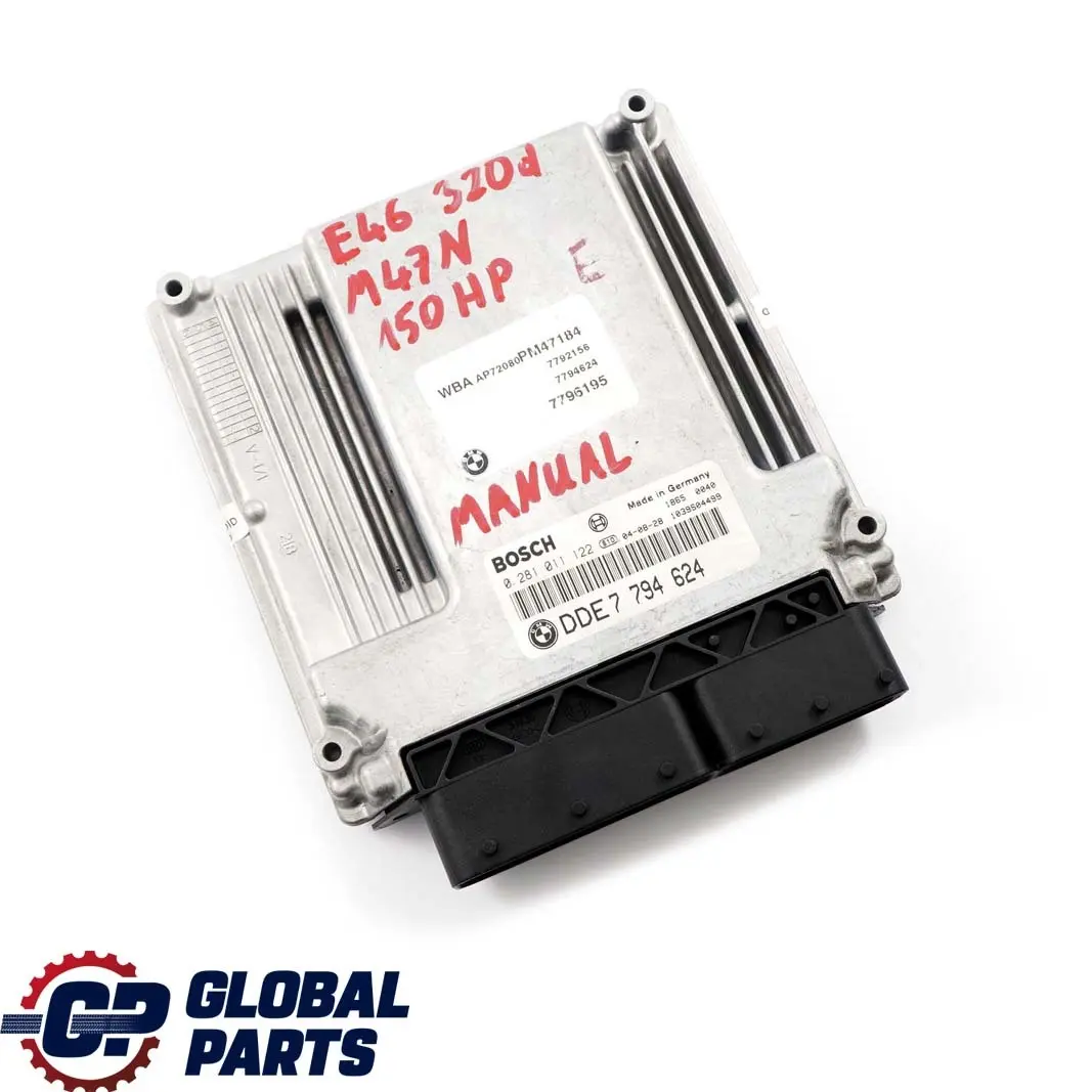 BMW E46 320d Diesel Motor M47N 150PS ECU Steuergerät DDE 7794582 Schaltgetrieb - SKU 7794624 - Teilenummer 7794624