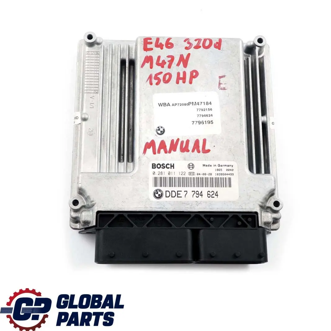 M47N 150PS ECU Steuergerät DDE 7794582 Schaltgetrieb für BMW E46 320d Diesel Motor mit Teilenummer 7794624 BMW E46 320d Diesel Motor M47N 150PS ECU Steuergerät DDE 7794582 Schaltgetrieb - SKU 7794624 - Teilenummer 7794624
