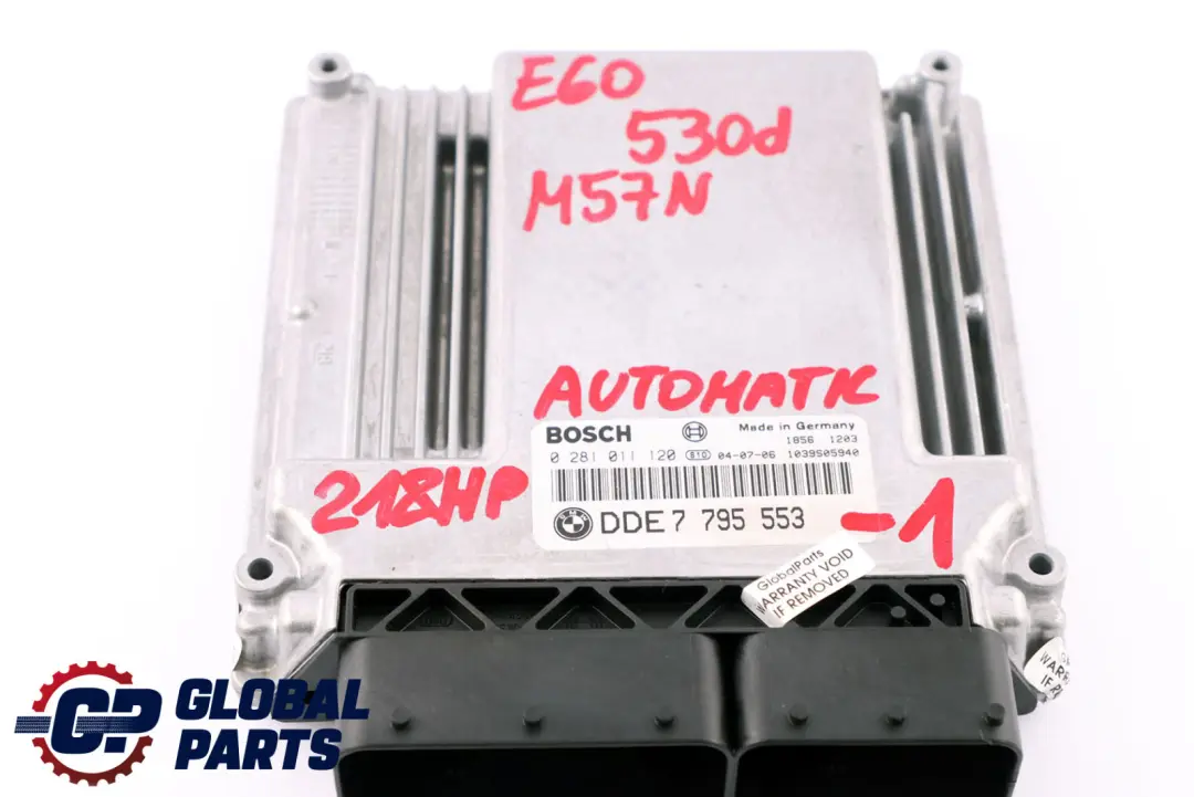 M57N 218HP ECU Kit DDE CAS2 Key Automatic to BMW 5 Series E60 E61 530d with Part number 7795553 BMW 5 Series E60 E61 530d M57N 218HP ECU Kit DDE CAS2 Key Automatic - SKU 7795553-1 - Part number 7795553