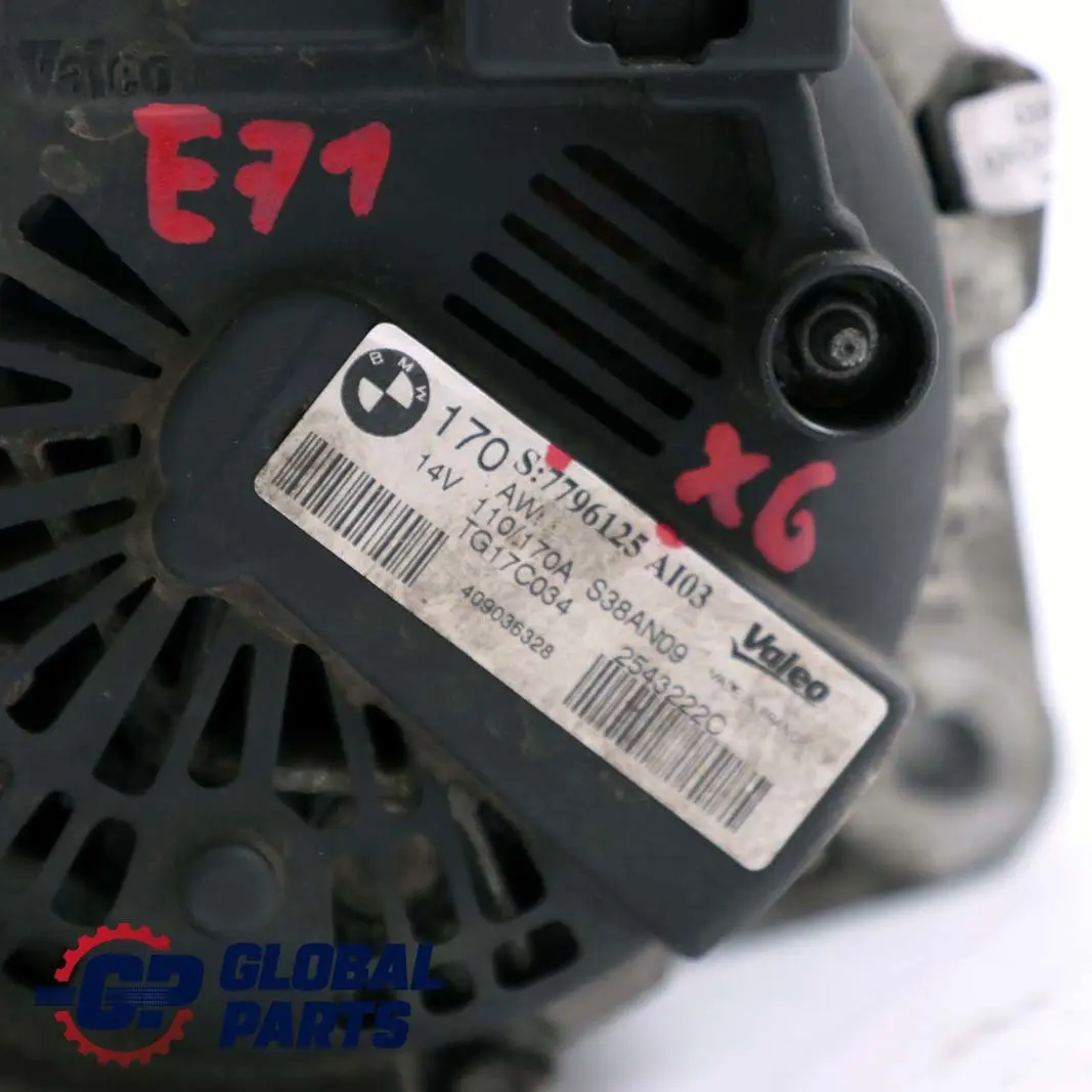  Alternador BMW X5 E70 X6 E71 M57N2 Generador 170A 170AMP 14V VALEO - SKU 7796125 - Número de pieza 7796125