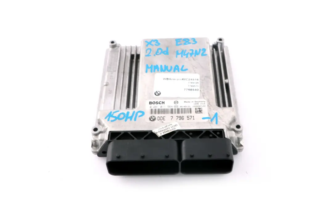 BMW X3 Series E83 2.0d 150HP Engine ECU Kit DDE + EWS 3 + 2 Keys Manual - SKU 7796571-1 - Part number 7796571