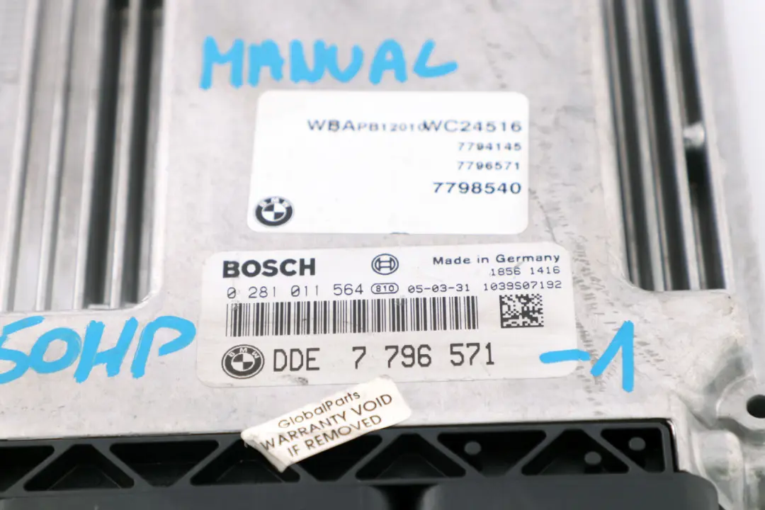 BMW X3 Series E83 2.0d 150HP Engine ECU Kit DDE + EWS 3 + 2 Keys Manual - SKU 7796571-1 - Part number 7796571