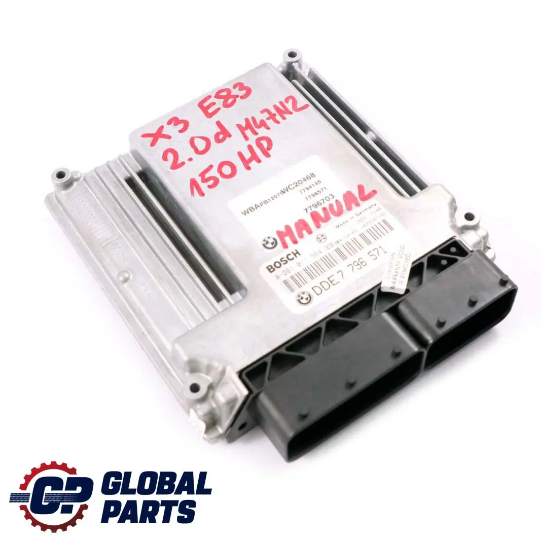 M47N2 Diesel Engine Control Unit ECU DDE Manual to BMW X3 E83 2.0d with Part number 7796571 BMW X3 E83 2.0d M47N2 Diesel Engine Control Unit ECU DDE Manual - SKU 7796571 - Part number 7796571