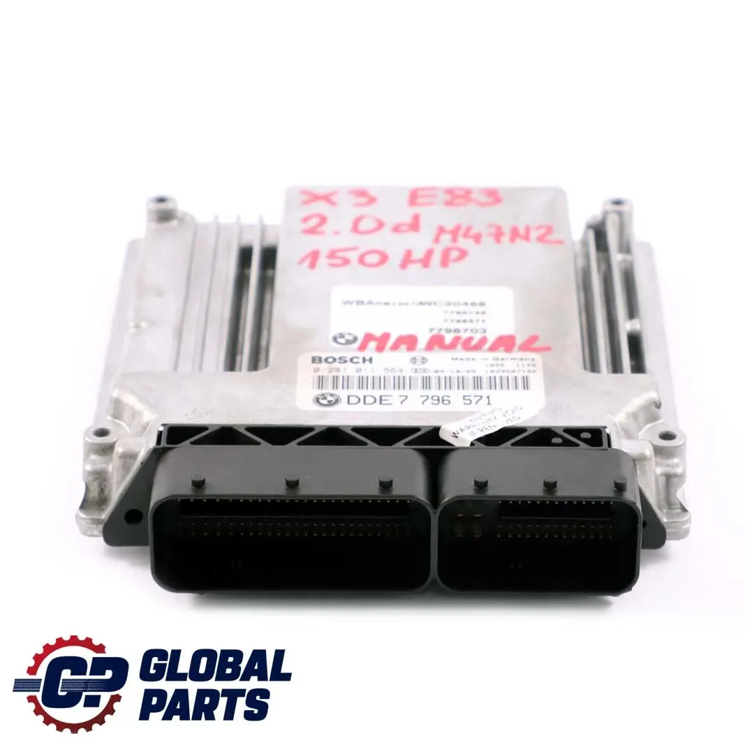 M47N2 Diesel ECU Unidad Control Motor DDE Manual para BMW X3 E83 2.0d con número de pieza 7796571 BMW X3 E83 2.0d M47N2 Diesel ECU Unidad Control Motor DDE Manual - SKU 7796571 - Número de pieza 7796571