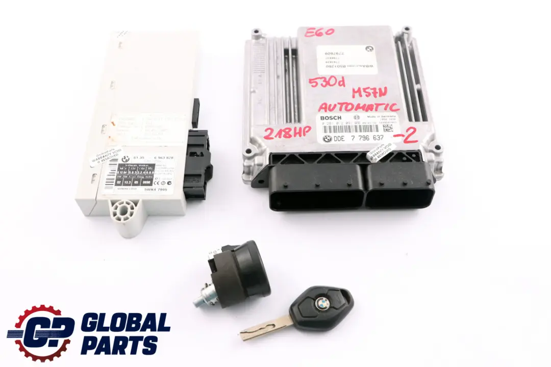 BMW 5 Series E60 E61 530d M57N 218HP ECU Kit DDE + CAS2 + Key Automatic - SKU 7796637-2 - Part number 7796637