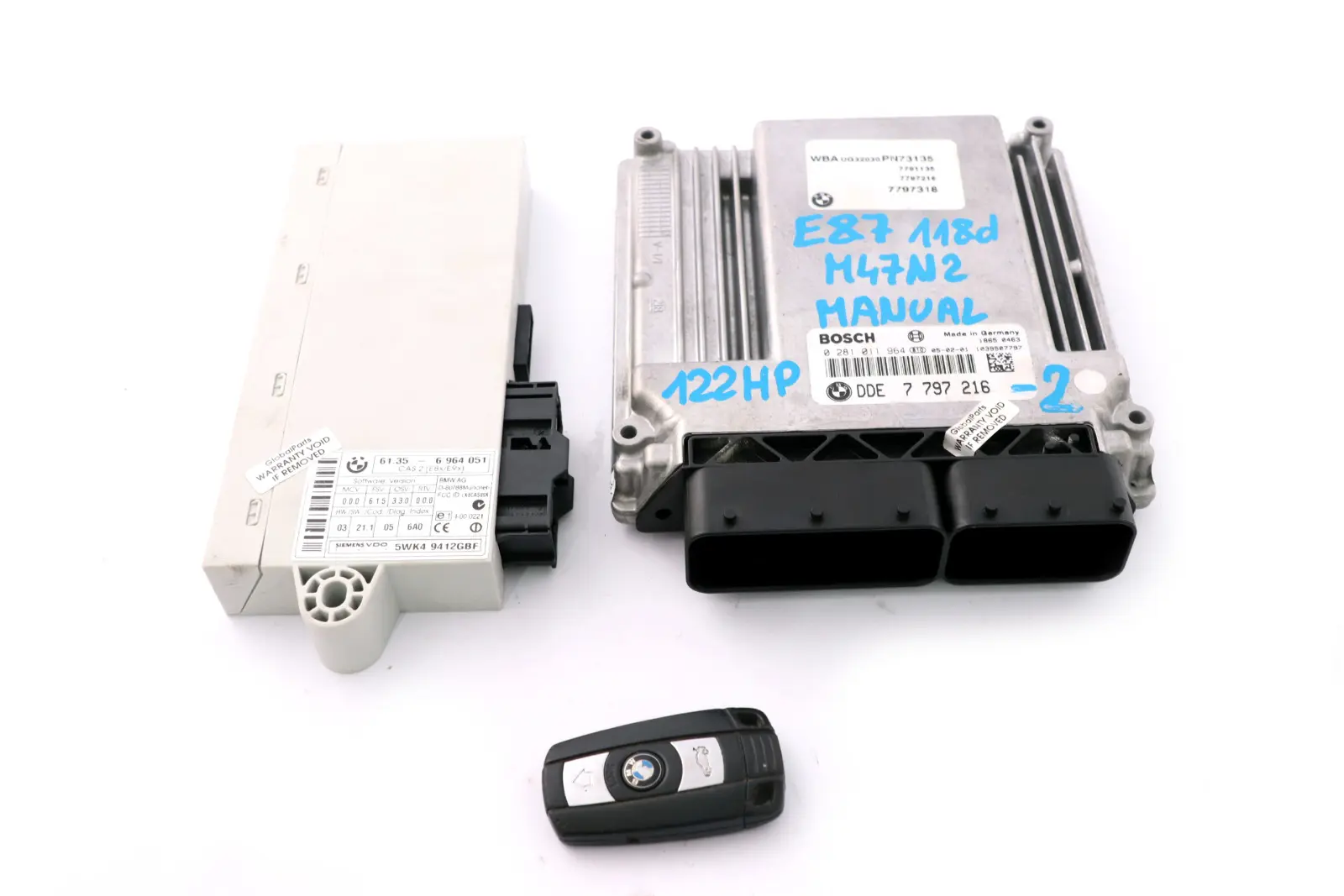 BMW E87 E90 E91 118d 318d M47N2 Engine ECU Kit DDE CAS2 Key 7797216