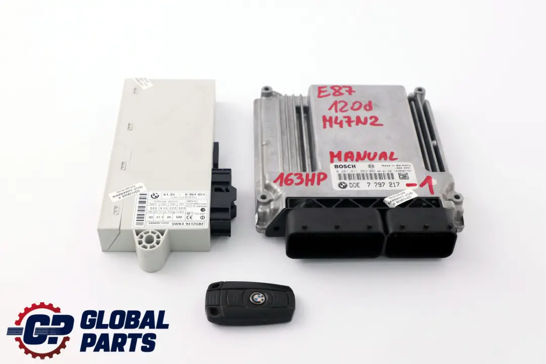 BMW 1 3 5 Series E60 E87 E90 E91 120d 320d M47N2 ECU Kit DDE CAS2 + Key - SKU 7797217-1 - Part number 7797217