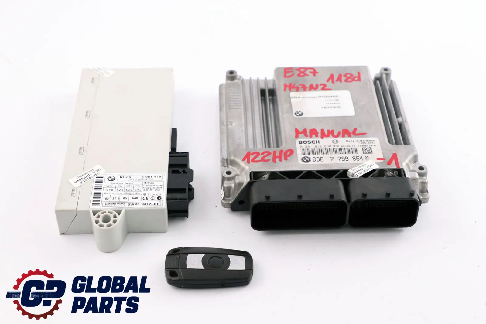 BMW E87 E90 M47N2 118d 318d 122HP ECU KIT DDE CAS2 Clé boîte vitesses manuelle