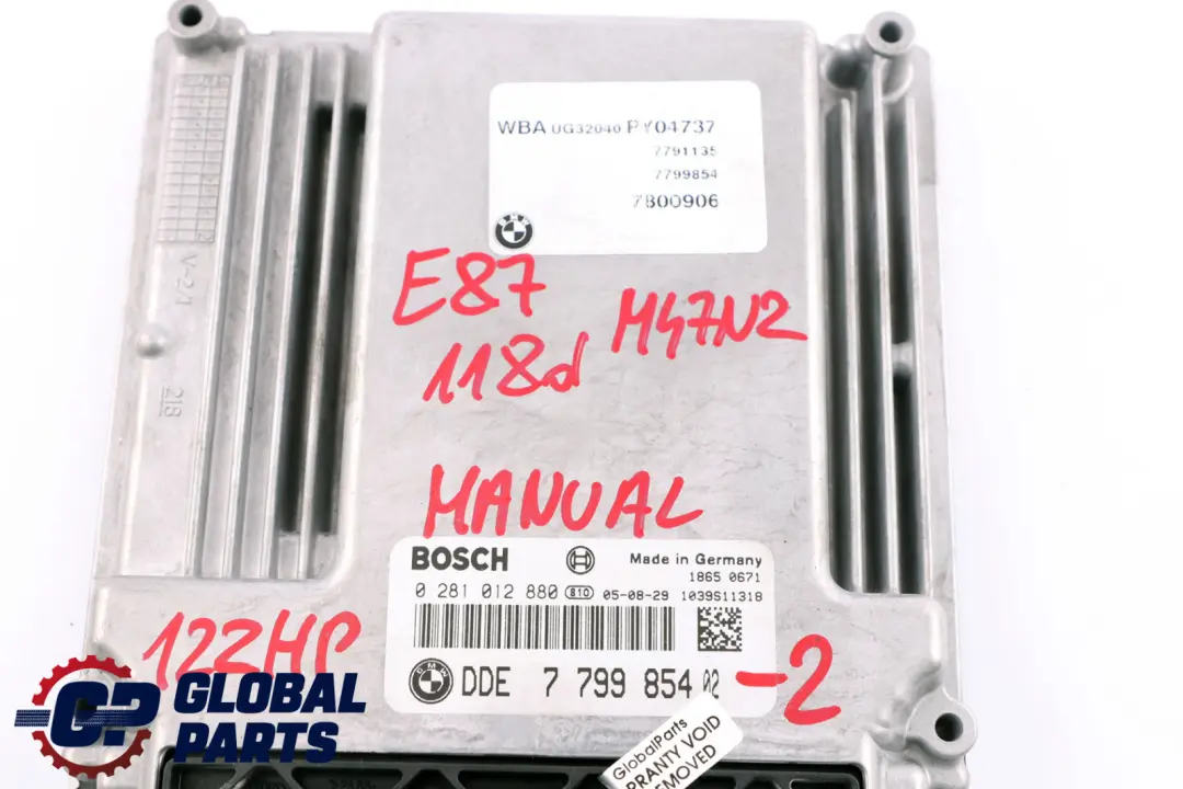 M47N2 122HP ECU KIT DDE CAS2 + 2 Keys to BMW 1 3 Series E87 E90 118d 318d with Part number 7799854 BMW 1 3 Series E87 E90 118d 318d M47N2 122HP ECU KIT DDE CAS2 + 2 Keys - SKU 7799854-2 - Part number 7799854