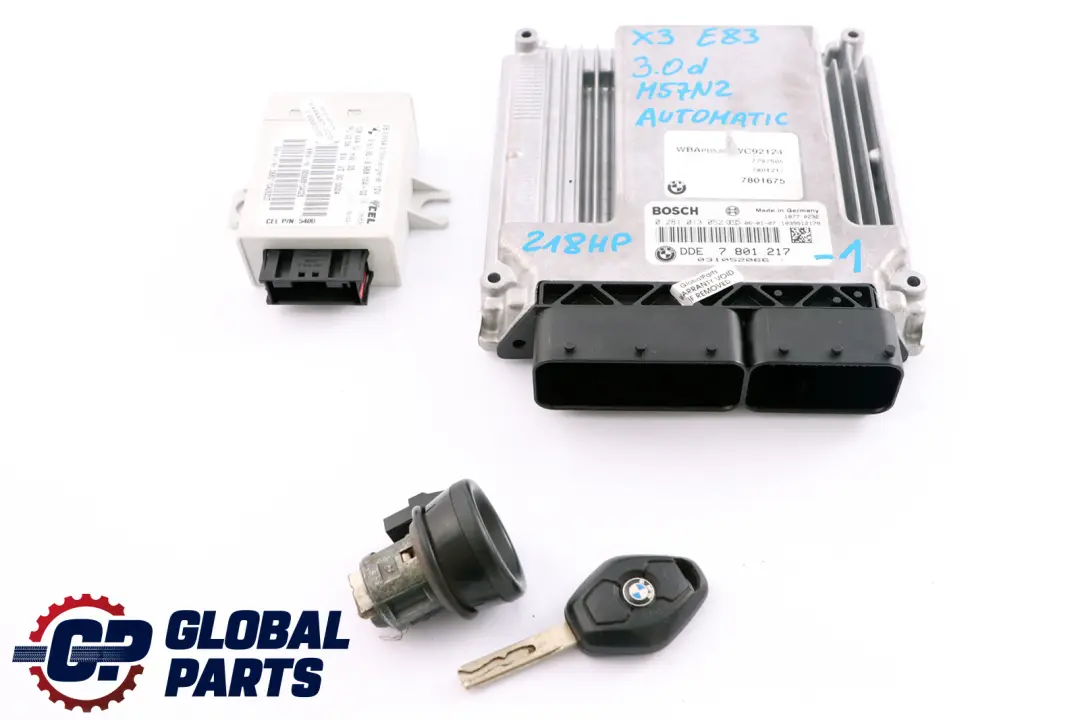 M57N2 218HP ECU Kit DME + EWS3 + Key Automatic to BMW X3 Series E83 3.0d with Part number 7801217 BMW X3 Series E83 3.0d M57N2 218HP ECU Kit DME + EWS3 + Key Automatic - SKU 7801217-1 - Part number 7801217