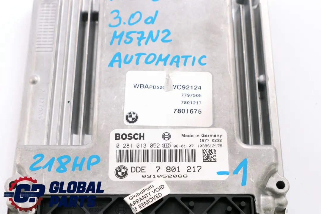 BMW X3 Series E83 3.0d M57N2 218HP ECU Kit DME + EWS3 + Key Automatic - SKU 7801217-1 - Part number 7801217