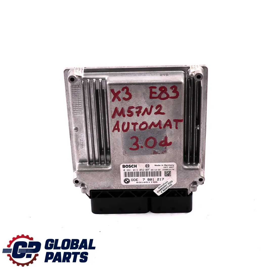 M57N2 218HP ECU DME Unit Automatic Transmition to BMW X3 Series E83 3.0d with Part number 7801217 BMW X3 Series E83 3.0d M57N2 218HP ECU DME Unit Automatic Transmition - SKU 7801217 - Part number 7801217